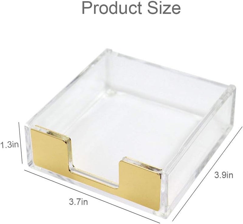 MultiBey Sticky Notes Memo Pad Holder Dispenser Rose Gold with Clear Desk Supplies Organizer Accessories for Office Home Schools (Gold) - Image 2