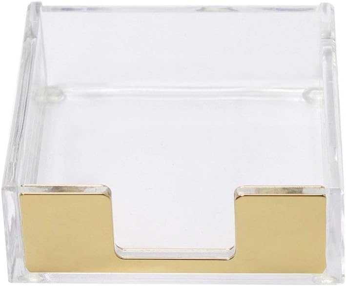 MultiBey Sticky Notes Memo Pad Holder Dispenser Rose Gold with Clear Desk Supplies Organizer Accessories for Office Home Schools (Gold) - Image 1