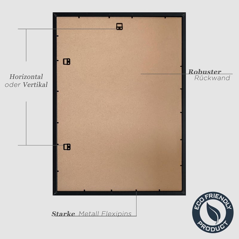 VUVUZULA Picture Frame 50 x 70 cm Black Wood Photo Frame MDF Frame 50 x 70 cm Set of 3 - Image 3