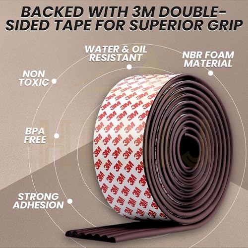 HENIJ Soft Extra Dense Furniture Table Wall Edge Protectors Foam Baby | Safety Bumper Guard Protector, Table Protection Strip, Kids Safety Corner Strip (6.5 Ft Long, 8 CM Wide, Brown, Pack of 1) - Image 4