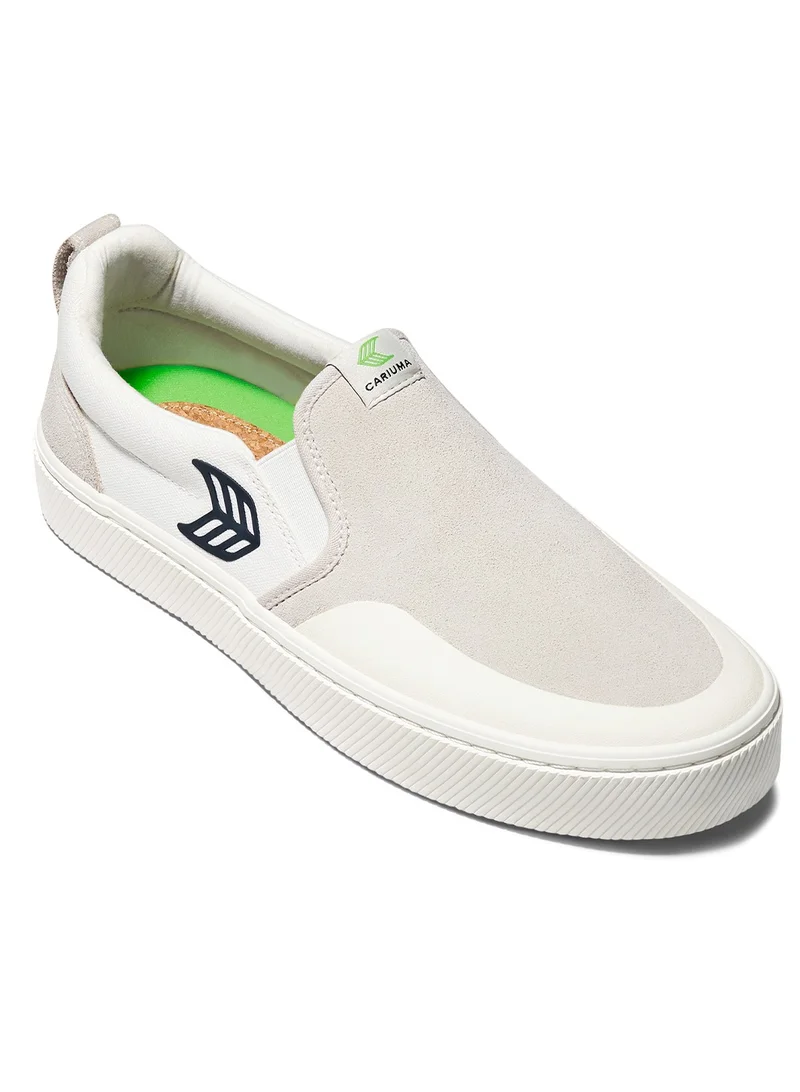 Cariuma SLIP-ON PRO Off-White Canvas Vintage White Suede Black Logo Sneaker