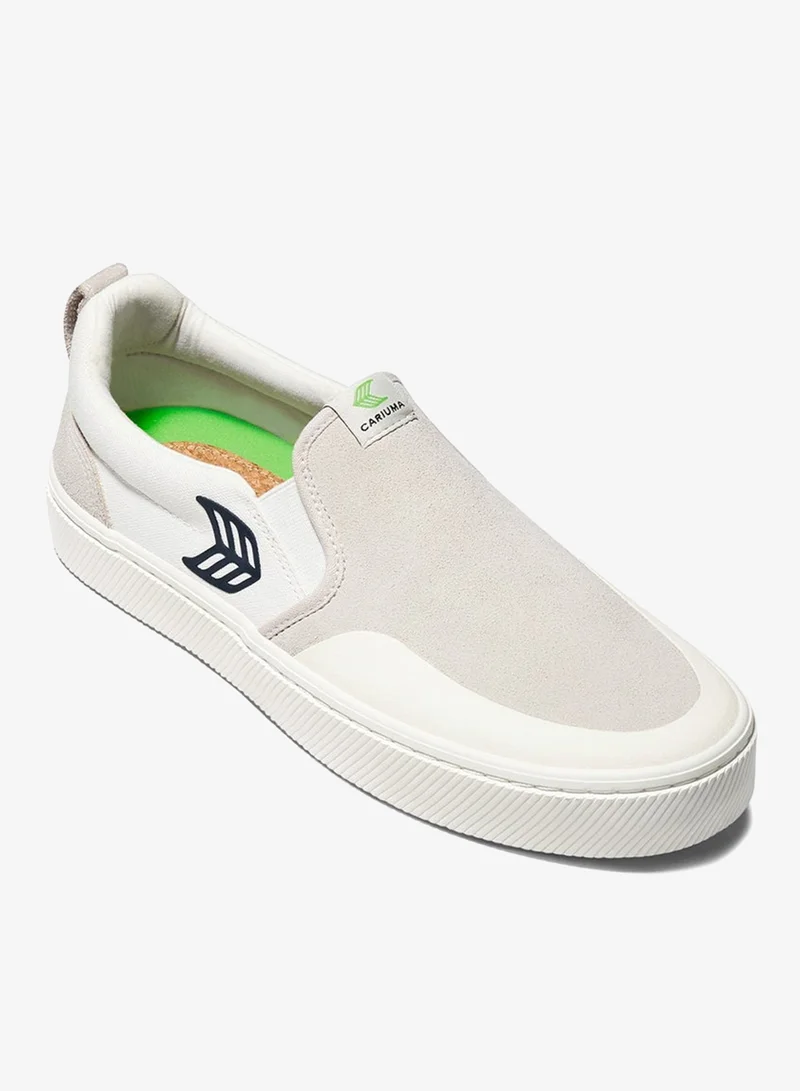 Cariuma SLIP-ON PRO Off-White Canvas Vintage White Suede Black Logo Sneaker
