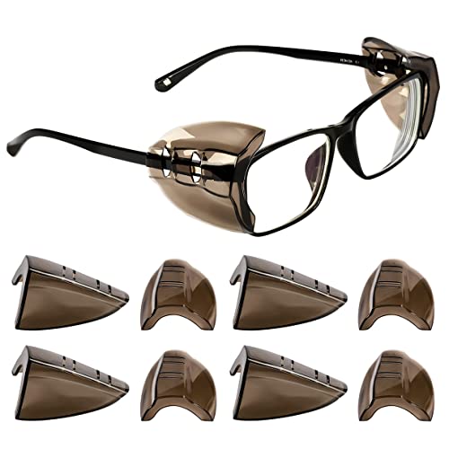 MELASA 4 Pairs Eye Glasses Side Shields, Flexible Slip on Side Shields for Prescription Glasses Fits Small to Medium Eyeglasses (Brown-4) - Image 1