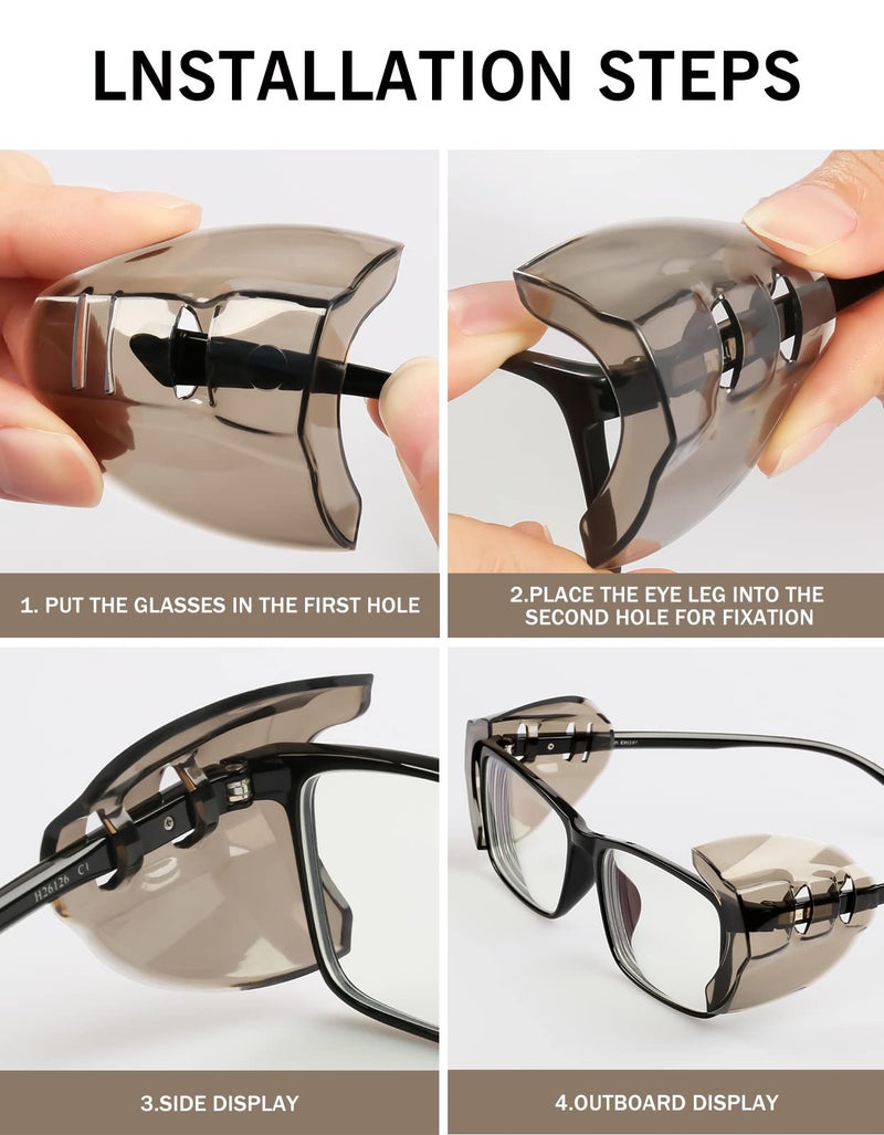 MELASA 4 Pairs Eye Glasses Side Shields, Flexible Slip on Side Shields for Prescription Glasses Fits Small to Medium Eyeglasses (Brown-4) - Image 5