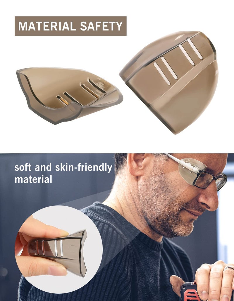 MELASA 4 Pairs Eye Glasses Side Shields, Flexible Slip on Side Shields for Prescription Glasses Fits Small to Medium Eyeglasses (Brown-4) - Image 3