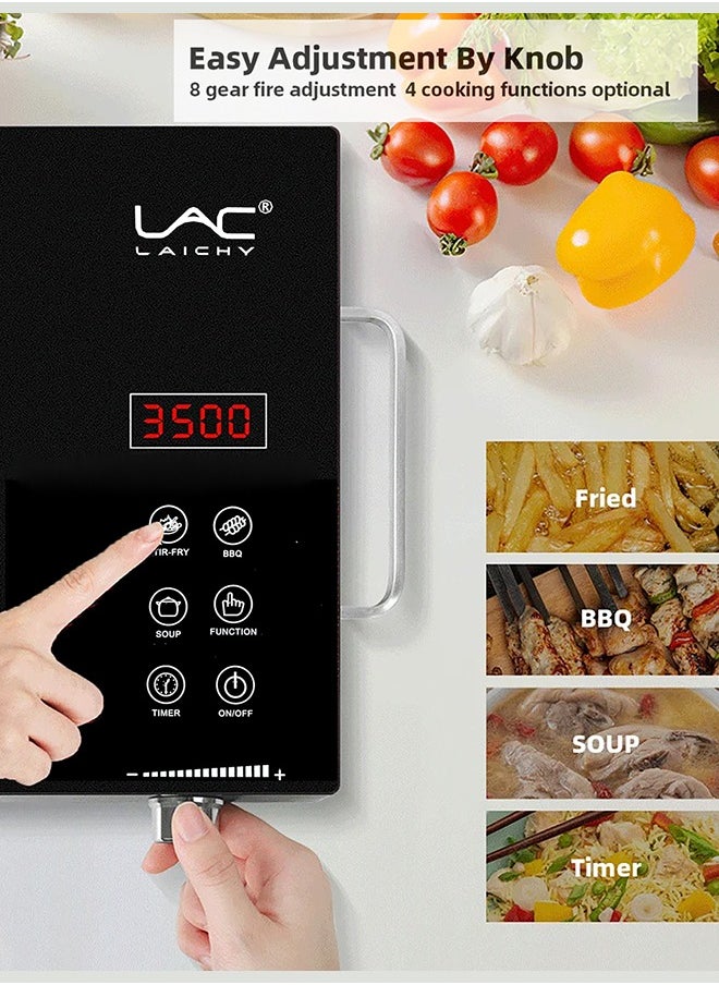 LAC - Electric Infrared Induction Cooktop Stove,Power range from 100W to 3500W,Compatible with All Cookware,Heat-Up In 5S with Cooking Timer,LED Screen,One-piece Panel for Easy Cleaning - Image 1