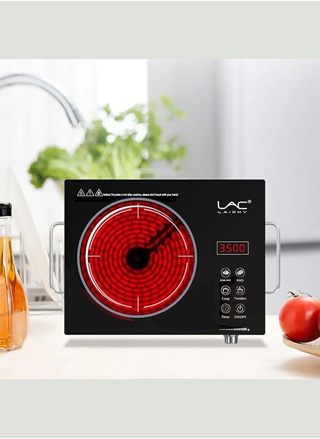 LAC - Electric Infrared Induction Cooktop Stove,Power range from 100W to 3500W,Compatible with All Cookware,Heat-Up In 5S with Cooking Timer,LED Screen,One-piece Panel for Easy Cleaning - Image 1