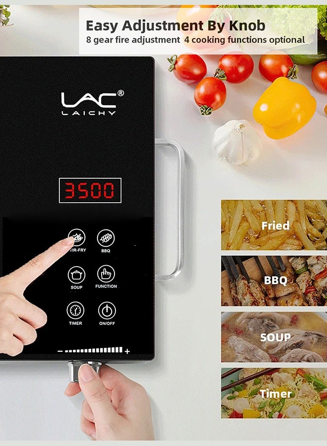 لاك موقد كهربائي يعمل بالأشعة تحت الحمراء ، نطاق طاقة من 100 واط إلى 3500 واط ، متوافق مع جميع أواني الطهي ، تسخين في 5 ثوان مع مؤقت طهي ، شاشة ليد ، لوحة من قطعة واحدة لسهولة التنظيف  - Image 3