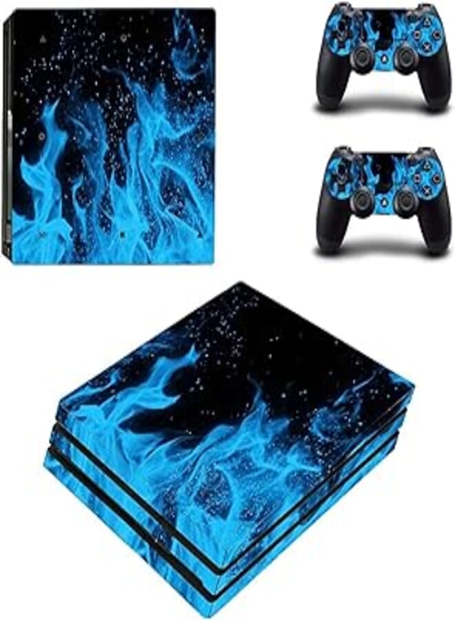 OR Blue Fire Stickers Skins for PS4 Pro Console + Controller