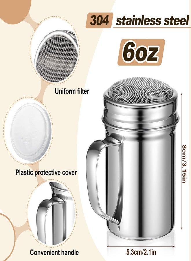 LemonRoad 12 Pcs Powdered Sugar Shaker Duster with Handle, 6oz Stainless Steel Sifter Fine Mesh Powder Duster Bulk for Sugar, Cinnamon and Kitchen Spices, Includes Plastic Lids for Coffee Bars - Image 2