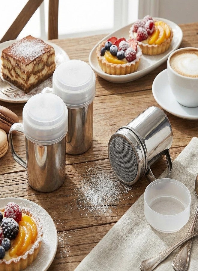 LemonRoad 12 Pcs Powdered Sugar Shaker Duster with Handle, 6oz Stainless Steel Sifter Fine Mesh Powder Duster Bulk for Sugar, Cinnamon and Kitchen Spices, Includes Plastic Lids for Coffee Bars - Image 5