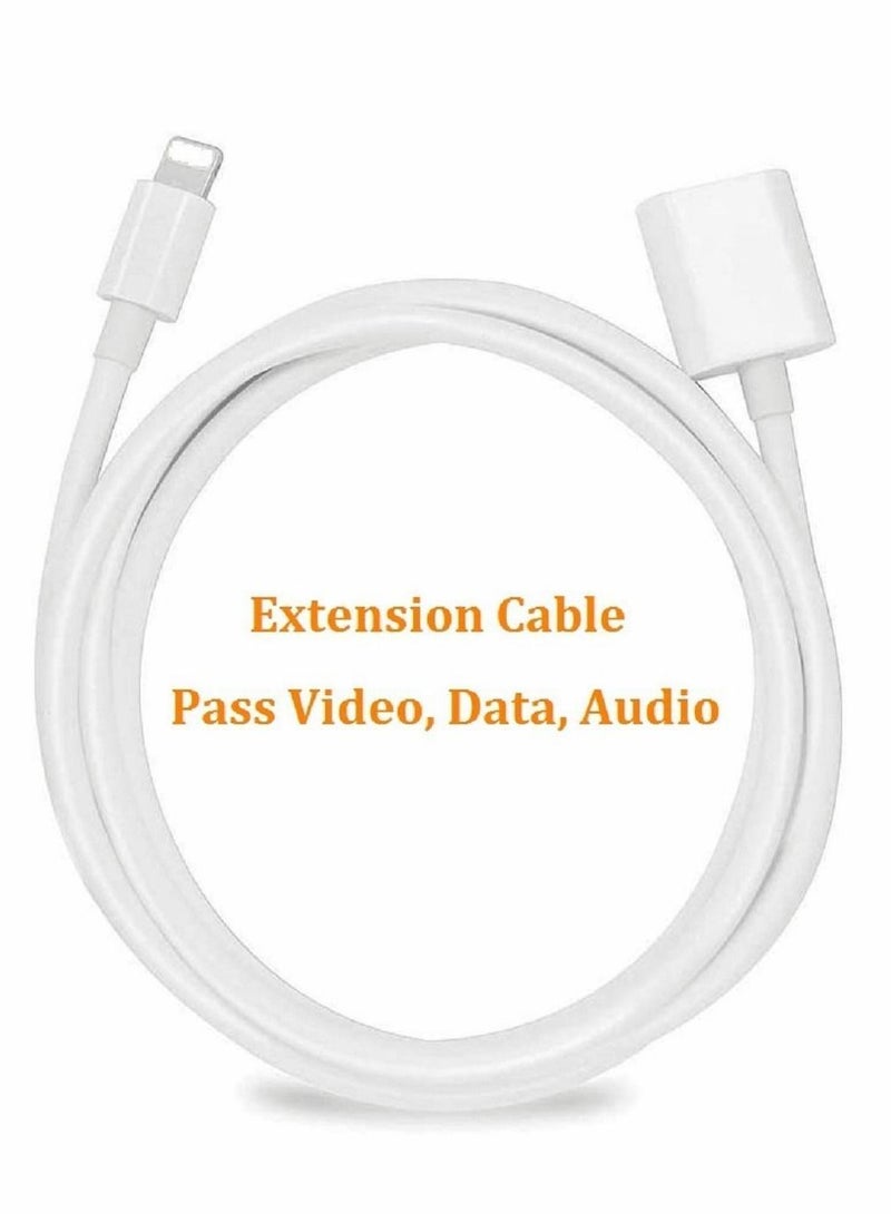 Y&D Charger Extension Cable, for iPhone/iPad, Extender Dock Cable Male to Female Adapter Pass Video, Data, Audio(6.6FT/1M*2 White) - Image 4