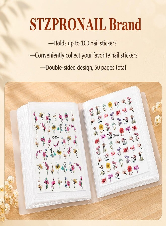 Xosjska 100 Slots Nail Art Stickers Organizers Storage, Empty Nail Decals Book Binder - Image 5