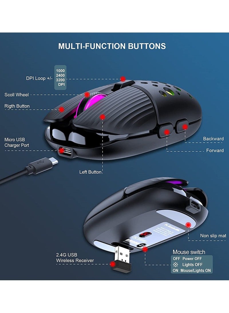 Wireless Gaming Mouse Portable Computer Mouse Cellular Housing Replaceable LED Color Ergonomic Optical Gaming Mouse - Image 2