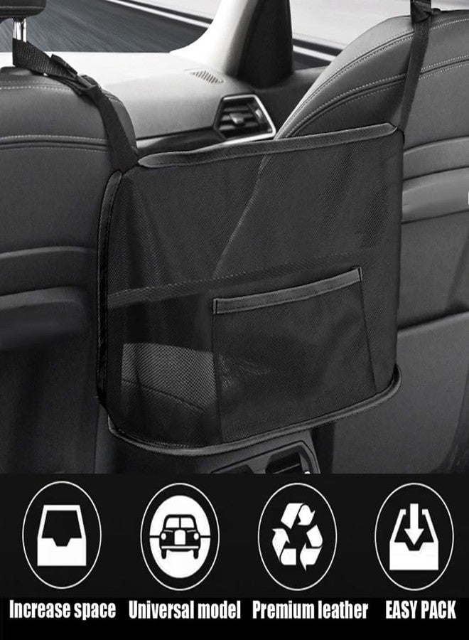 HEVLE Car Net Pocket Handbag Holder - Auto Net Pocket Purse Holder Between Front Seats Car Storage Organizer, Universal Interior Accessories Barrier of Backseat Pet Kids (Black) - Image 3