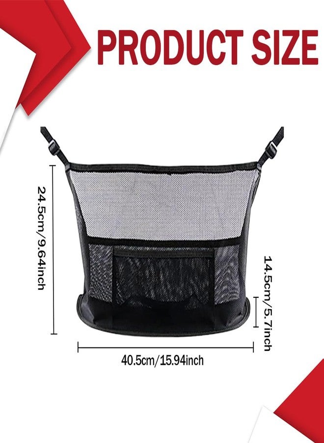 HEVLE Car Net Pocket Handbag Holder - Auto Net Pocket Purse Holder Between Front Seats Car Storage Organizer, Universal Interior Accessories Barrier of Backseat Pet Kids (Black) - Image 2