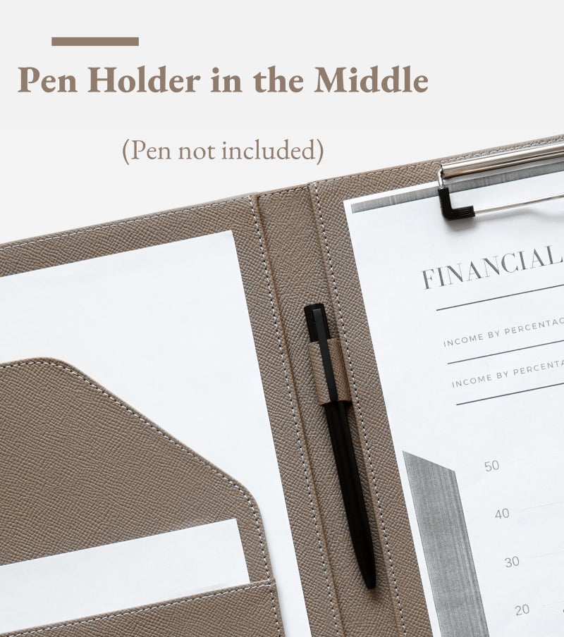 Zreal Padfolio Portfolio for Women and Men, Faux Leather Clipboard Folder with Document Organizer, Business Card & Pen Holder, Fits A4 Letter Size Legal pad for Work, Office & Conference (Taupe) - Image 4