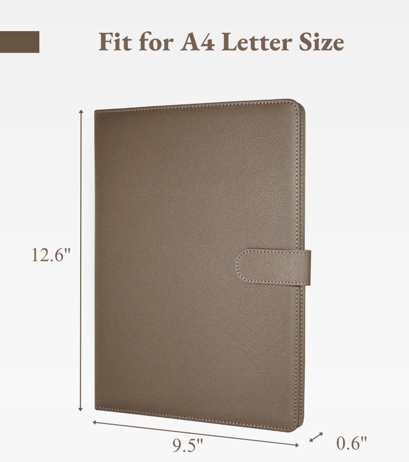 Zreal Padfolio Portfolio for Women and Men, Faux Leather Clipboard Folder with Document Organizer, Business Card & Pen Holder, Fits A4 Letter Size Legal pad for Work, Office & Conference (Taupe) - Image 2