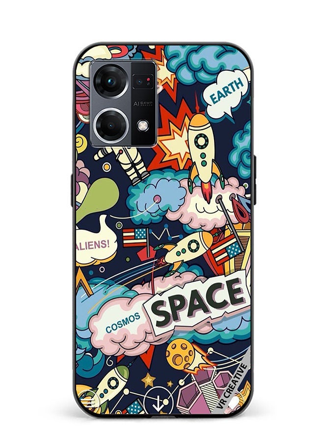 VR CREATIVE Protective Case Cover For Oppo Reno8 4G Space Design Multicolour - Image 1