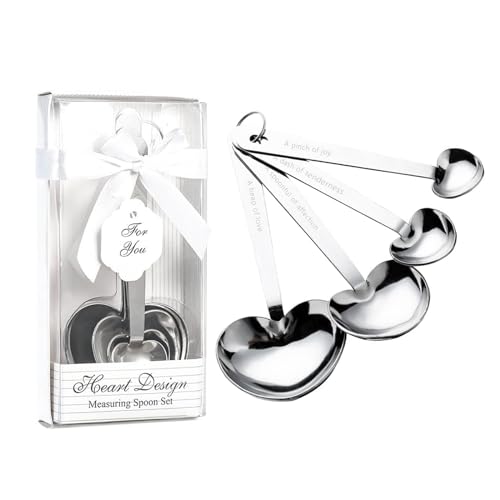 Winocbxt 40 Packs Love Heart Shape Design Measuring Spoons Set for Bridal Shower Party or Wedding FavorsGifts or Souvenirs to Guests with Handmade Gift BoxesChristmasHoliday Party Decor - Image 1