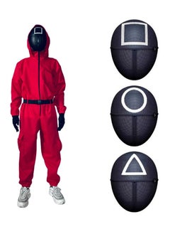 Squid Game Three Masks Cos Clothing Squid Game Clothing One-piece Suit With Belt Hand Suit Dress Up Costumes
