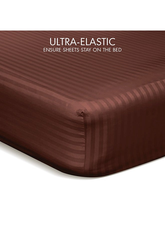 Hotel Linen Klub Hotel Linen Klub  Reversible Down Alternative Comforter  Set -Ultra Soft Brushed Stripe Microfiber Fabric, 200GSM Soft Fibersheet Filling, Size :Single 160 x 200cm , Color: Chocolate & Cream  - Image 5