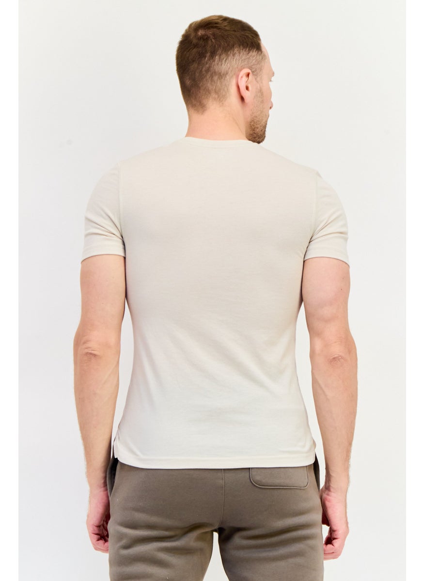 Reebok Men Sportswear Fit Short Sleeves Running T-Shirt, Beige  - Image 3