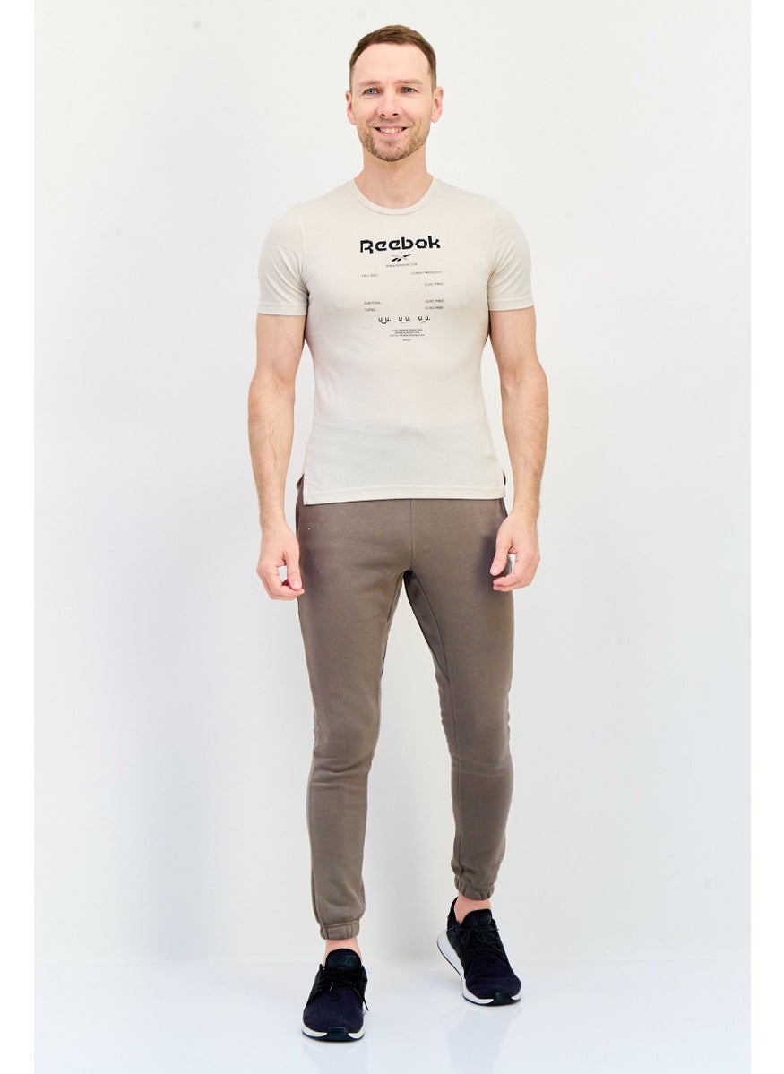 Reebok Men Sportswear Fit Short Sleeves Running T-Shirt, Beige  - Image 4