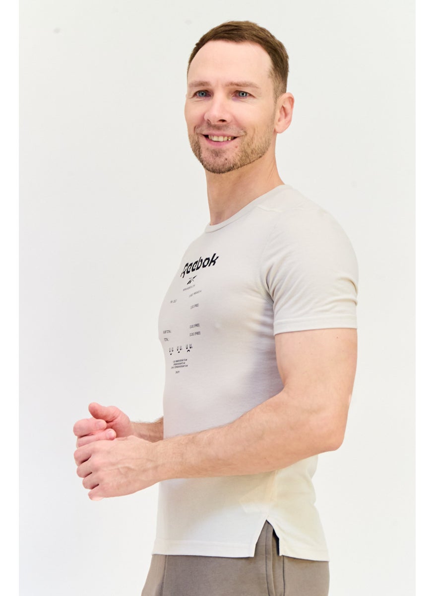 Reebok Men Sportswear Fit Short Sleeves Running T-Shirt, Beige  - Image 2