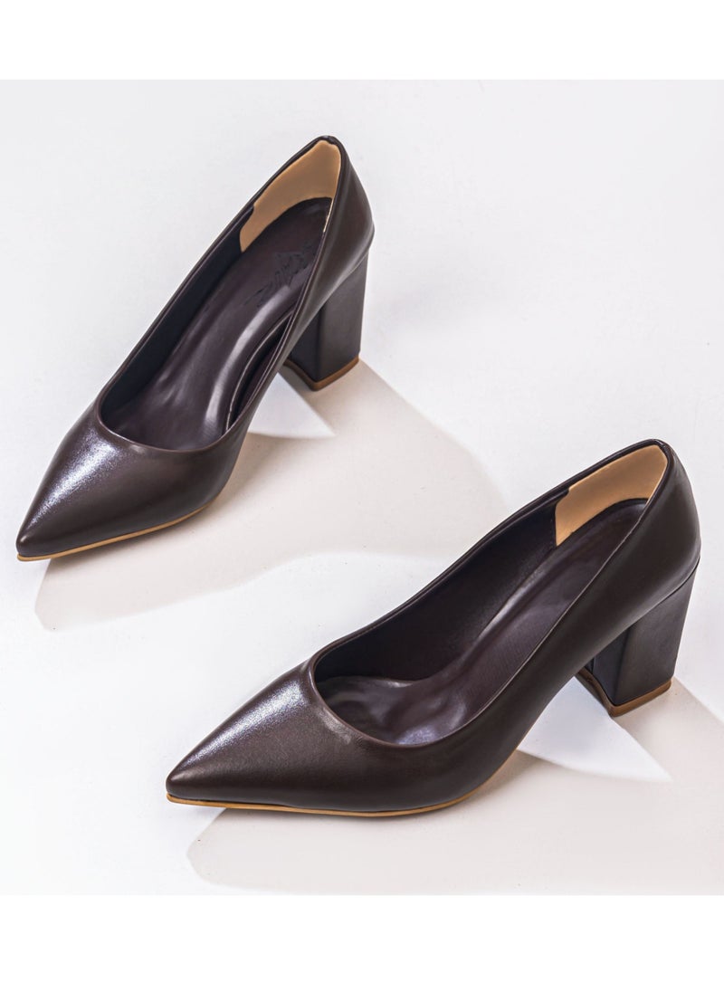 Vbranda Classic Closed Sandals With Heels R-800-BROWN LEATHER 