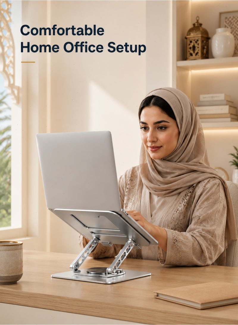حامل كمبيوتر محمول قابل للطي وقابل للتعديل مع تبديد الحرارة - ملحق كمبيوتر محمول قابل للتدوير لرفع الارتفاع من أجل مشاهدة مريحة - Image 5