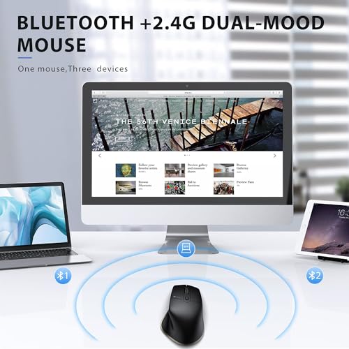 iClever Wireless Mouse with Bluetooth or USB Receiver, 5 Adjustable 2400DPI Rechargeable Computer Mice, Wireless Mouse for Laptop, iPad, MacBook, Tablet, PC - Image 2