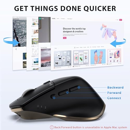 iClever Wireless Mouse with Bluetooth or USB Receiver, 5 Adjustable 2400DPI Rechargeable Computer Mice, Wireless Mouse for Laptop, iPad, MacBook, Tablet, PC - Image 5