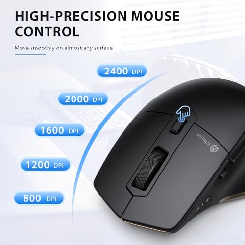 iClever Wireless Mouse with Bluetooth or USB Receiver, 5 Adjustable 2400DPI Rechargeable Computer Mice, Wireless Mouse for Laptop, iPad, MacBook, Tablet, PC - Image 4