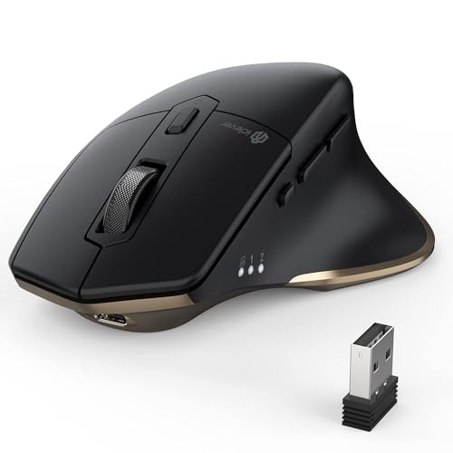 iClever Wireless Mouse with Bluetooth or USB Receiver, 5 Adjustable 2400DPI Rechargeable Computer Mice, Wireless Mouse for Laptop, iPad, MacBook, Tablet, PC - Image 1