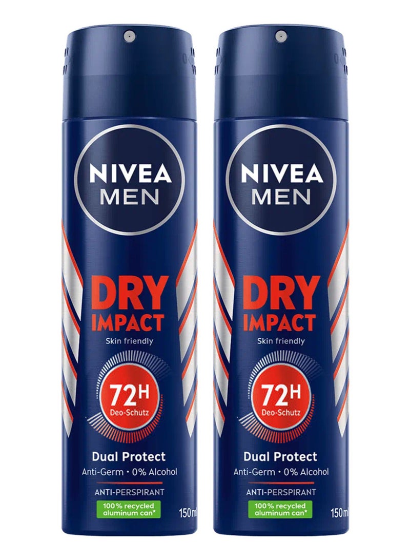 نيفيا عبوتين من سبراي مضاد للعرق دراي ايمباكت للرجال من نيفيا 150 مل - Image 1