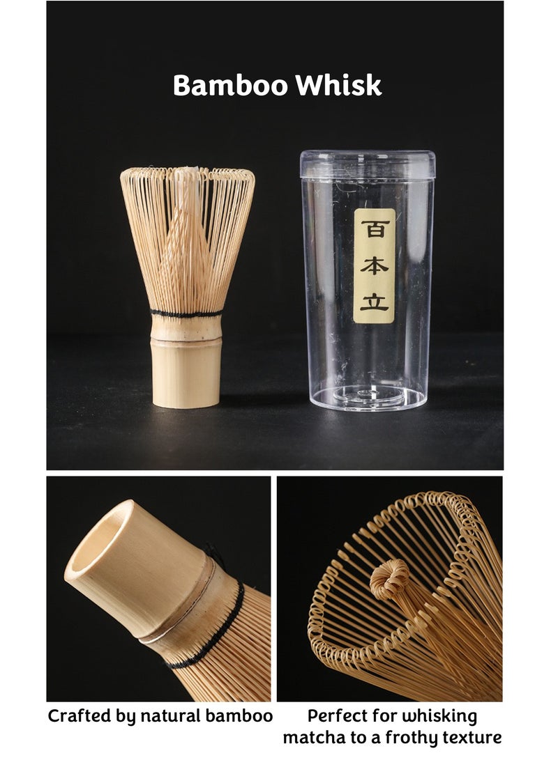 JOYYE 4-piece Japanese Matcha Set, Ceramic Matcha Bowl with pouring spout+Whisk Holder+Bamboo Whisk+Spoon,for Traditional Tea Ceremony-Coarse Ceramic Perfect Handmade Matcha Kit to Prepare Traditional Matcha Tea, 100% Natural Matcha Gift Kit (White) - Image 3