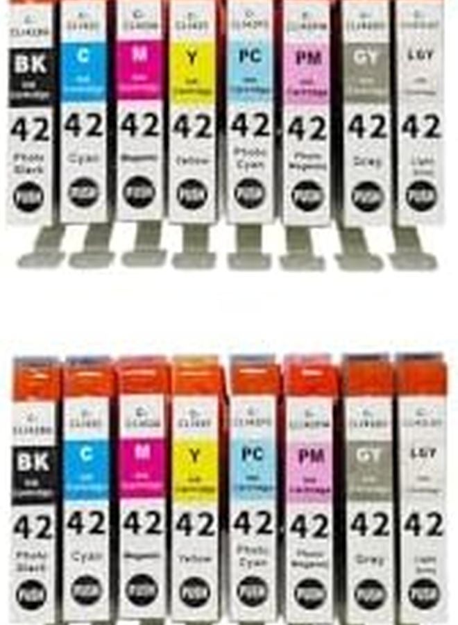 مجموعة خراطيش حبر متوافقة PGI 42 CLI 42 عدد 8 قطع لطابعة Canon Pro 100 و Pro 100S - Image 2