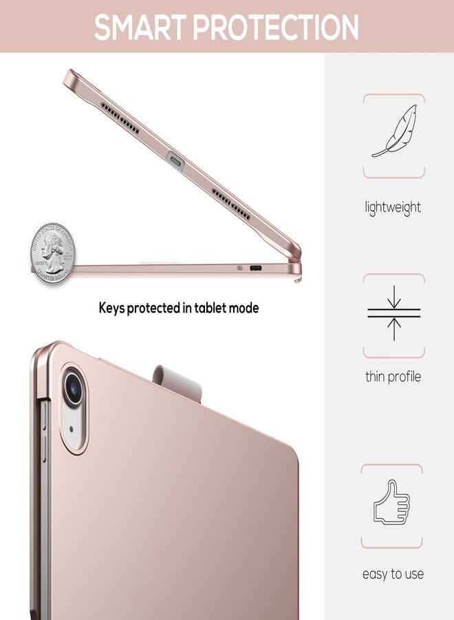 typecase Touch iPad 11th 10th Generation Case with Keyboard (11" 2025, A16 & 10.9" 2022) - 360° Rotatable, 11-Color Backlit, Multi-Touch Trackpad, Pencil Holder, Thin & Light - Rose Gold - Image 5