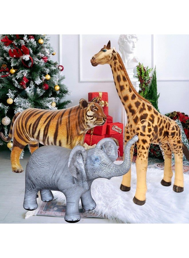 جيت كرييشنز لعبة محشوة على شكل زرافة وفيل ونمر من جيت كرييشنز، عبوة من 3 قطع، متعددة الألوان، 36+ بوصة، حيوانات برية واقعية قابلة للنفخ، JC-GET3 - Image 5