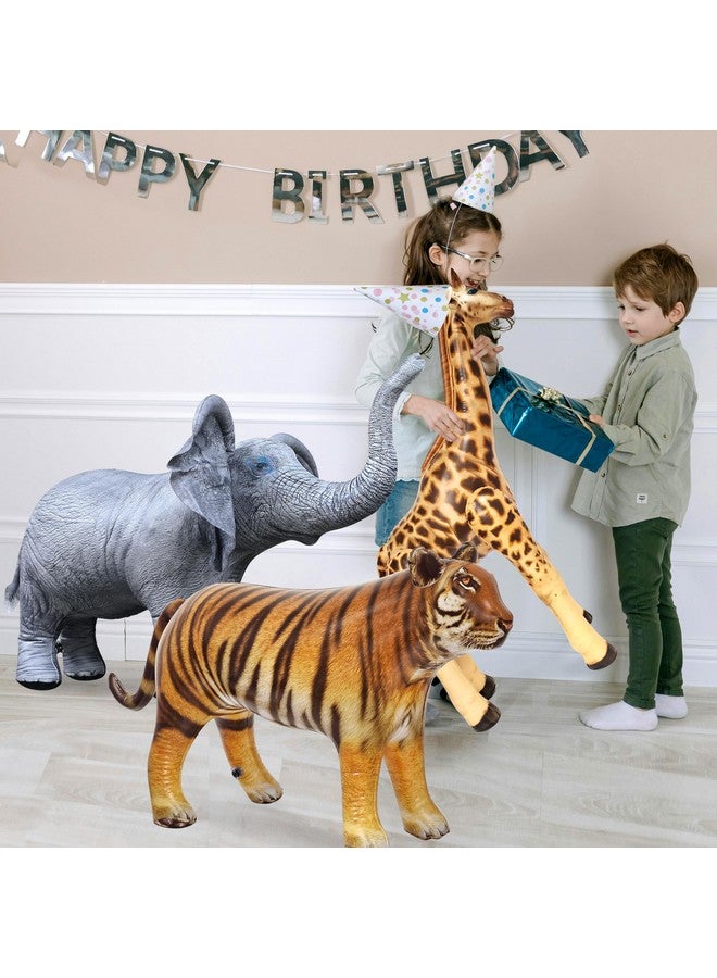 جيت كرييشنز لعبة محشوة على شكل زرافة وفيل ونمر من جيت كرييشنز، عبوة من 3 قطع، متعددة الألوان، 36+ بوصة، حيوانات برية واقعية قابلة للنفخ، JC-GET3 - Image 4