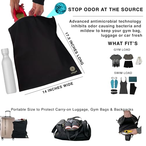 Ornadi Wet Gym Clothes Bag Waterproof Antimicrobial Sack Inhibits Bacteria & Odor from Dirty Laundry, Swimsuits, Sweaty Shoes for Smell Proof Travel 14 X 17.5" Made in USA by Ornadi - Image 2