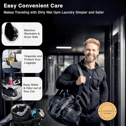 Ornadi Wet Gym Clothes Bag Waterproof Antimicrobial Sack Inhibits Bacteria & Odor from Dirty Laundry, Swimsuits, Sweaty Shoes for Smell Proof Travel 14 X 17.5" Made in USA by Ornadi - Image 5
