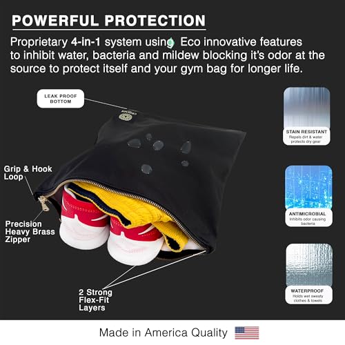 Ornadi Wet Gym Clothes Bag Waterproof Antimicrobial Sack Inhibits Bacteria & Odor from Dirty Laundry, Swimsuits, Sweaty Shoes for Smell Proof Travel 14 X 17.5" Made in USA by Ornadi - Image 3
