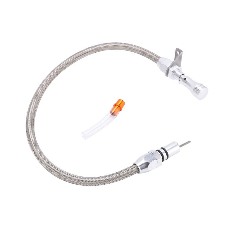 Flexible Transmission Dipstick: 26 Inch Polished Aluminum Handle - Easy Installation Replacement Dipstick for SBC BBC TH350 TH400 Turbo Transmission Engine Compartment Maintenance - Image 2