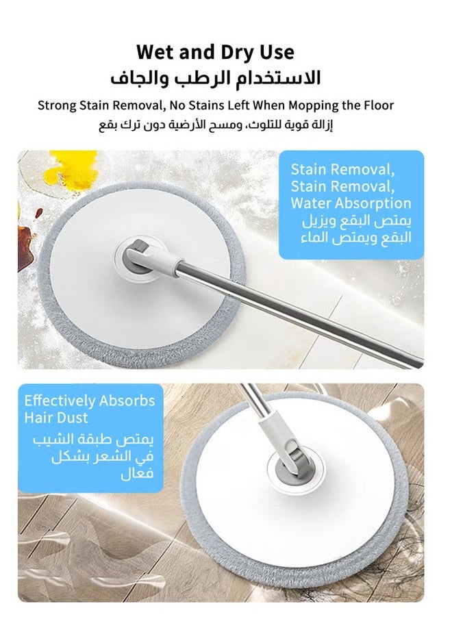 Microfiber Mop and Bucket Set with Water Filtration System - Self Cleaning/Dry/Wet, All-in-One Floor Mop for Hardwood and Tile Home - (5 Pads)