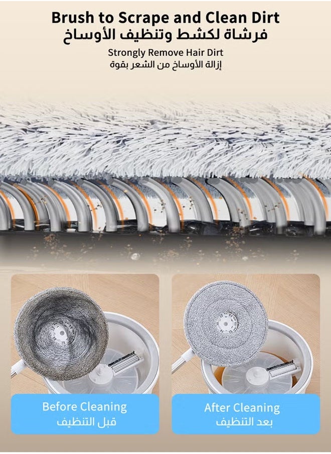 Microfiber Mop and Bucket Set with Water Filtration System - Self Cleaning/Dry/Wet, All-in-One Floor Mop for Hardwood and Tile Home - (5 Pads)