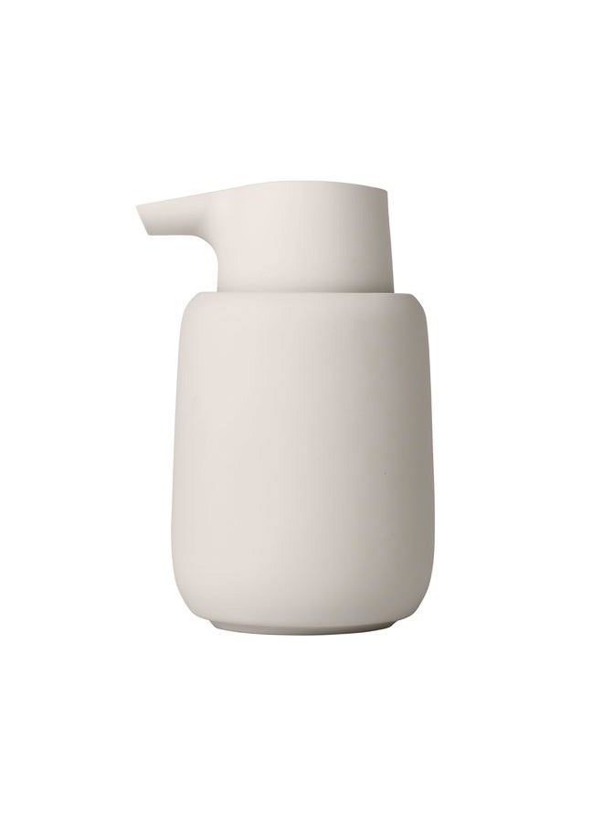 Blomus Soap Dispenser, Ceramic, plastic, silicone, Moonbeam, H 14 cm, T 9,5 cm, Ø 8,5, V 0,25 l - Image 1