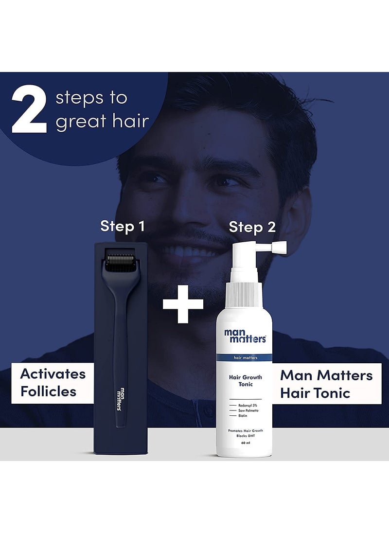 Man Matters Man Matters Advance Derma Roller with Disinfectant  For Scalp  Beard  540 Micro 05mm Titanium Alloy Needles  Reduces Hair Fall Stimulates Hair Follicles  Safe  Effective  - Image 5