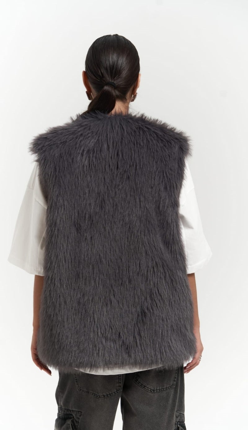 Mai Collection Plush Anthracite Vest  - Image 4